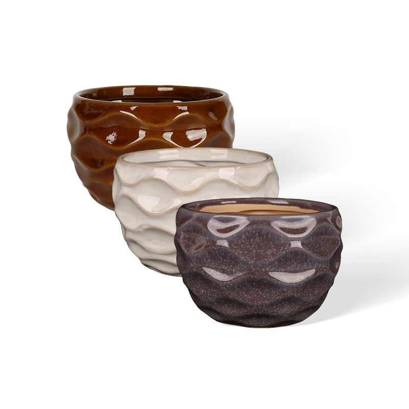 Wholesale three-dimensional ceramic vase with wave pattern