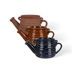 Wholesale ceramic vase with double ears and horizontal stripes