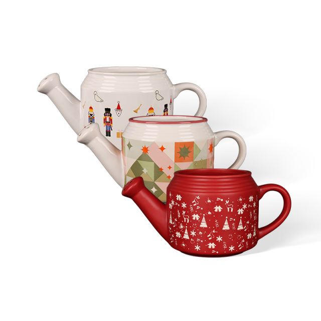 Wholesale Christmas-themed ceramic vases with printed designs
