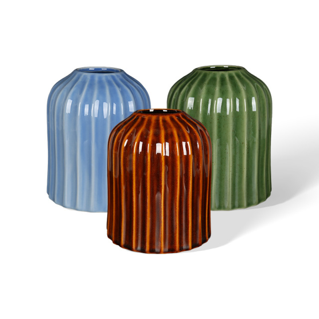 Wholesale multi-colored striped gradient ceramic vase