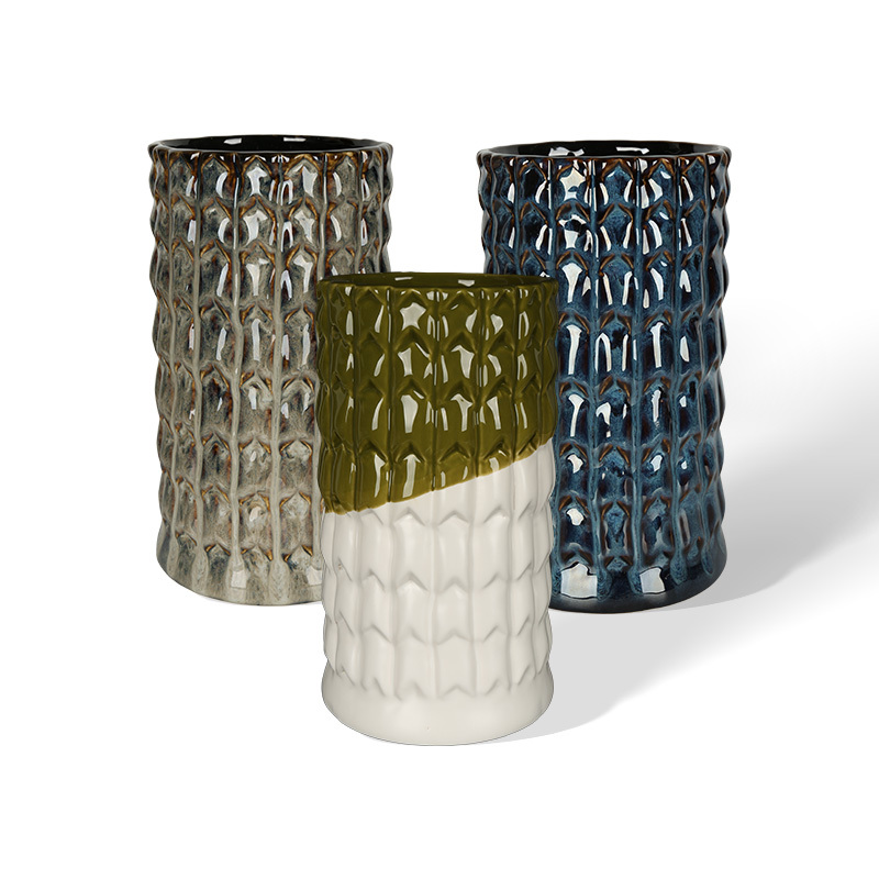 Wholesale three-dimensional lattice pattern ceramic vase