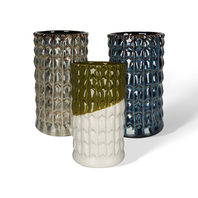 Wholesale three-dimensional lattice pattern ceramic vase