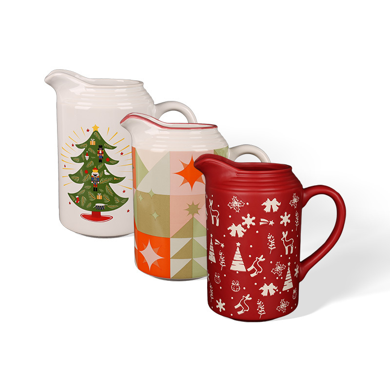 Wholesale Christmas-themed ceramic vases with printed designs