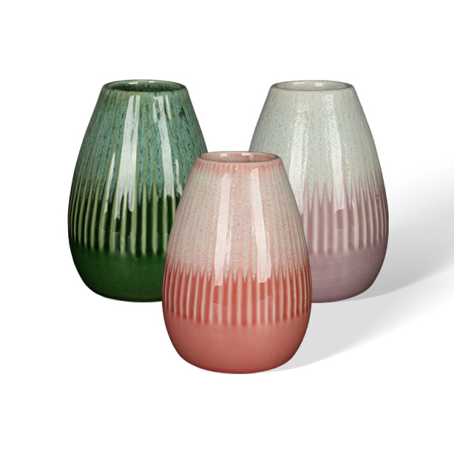 Wholesale multi-colored striped gradient ceramic vase