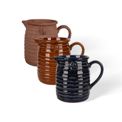 Wholesale ceramic vase with double ears and horizontal stripes