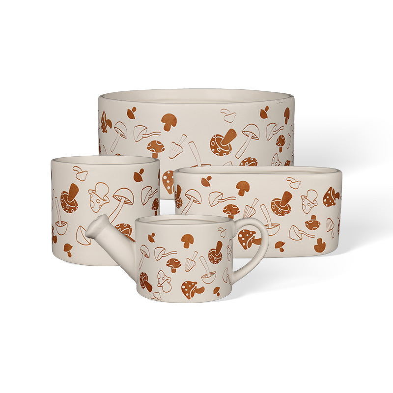 Wholesale forest mushroom printed ceramic vase
