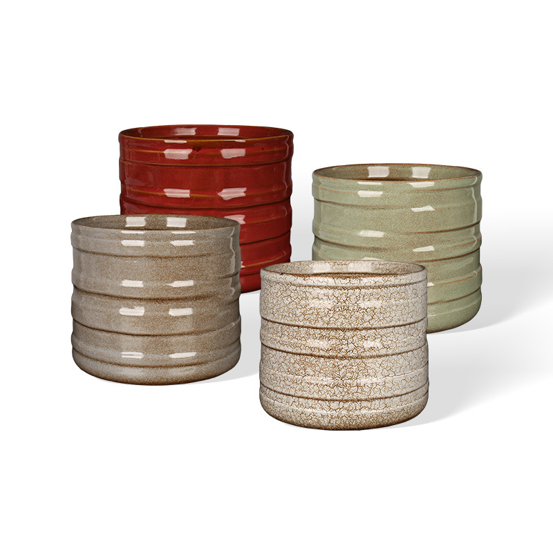 Wholesale Ceramic Vase with Stacked Ring Patterns