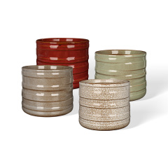 Wholesale Ceramic Vase with Stacked Ring Patterns