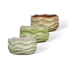 Wholesale ceramic flower pots with wavy patterns