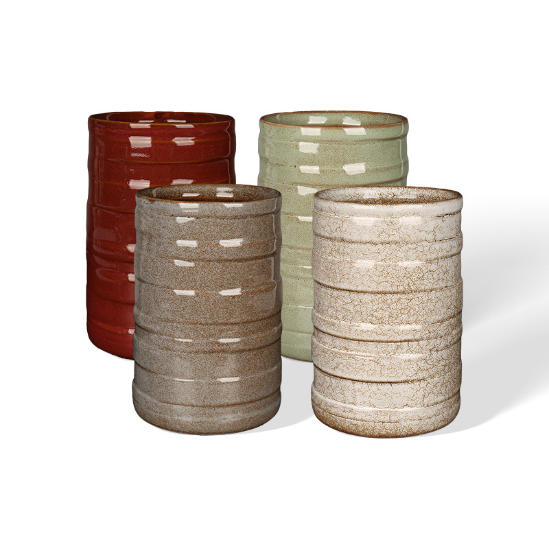 Wholesale Ceramic Vase with Stacked Ring Patterns