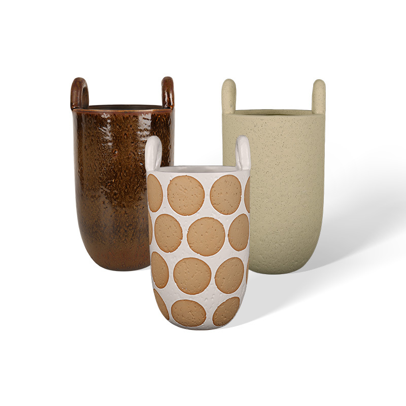 Wholesale Vertical Double-Eared Design Ceramic Vase