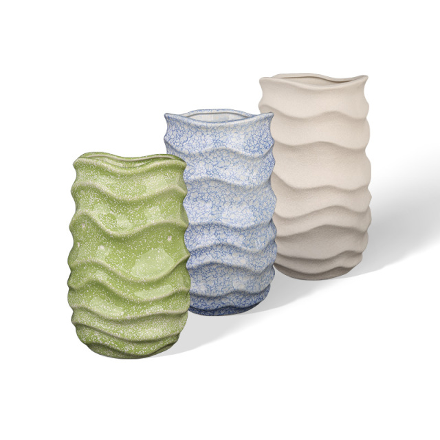 Wholesale ceramic flower pots with wavy patterns
