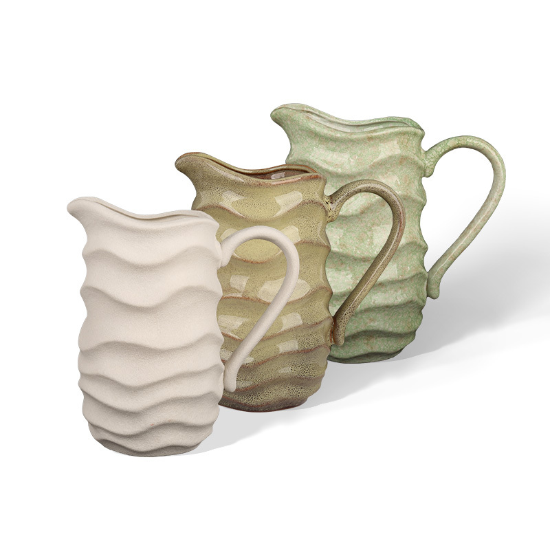 Wholesale ceramic flower pots with wavy patterns