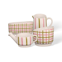 Wholesale green and pink striped ceramic vase