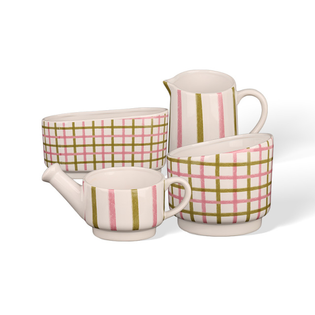 Wholesale green and pink striped ceramic vase