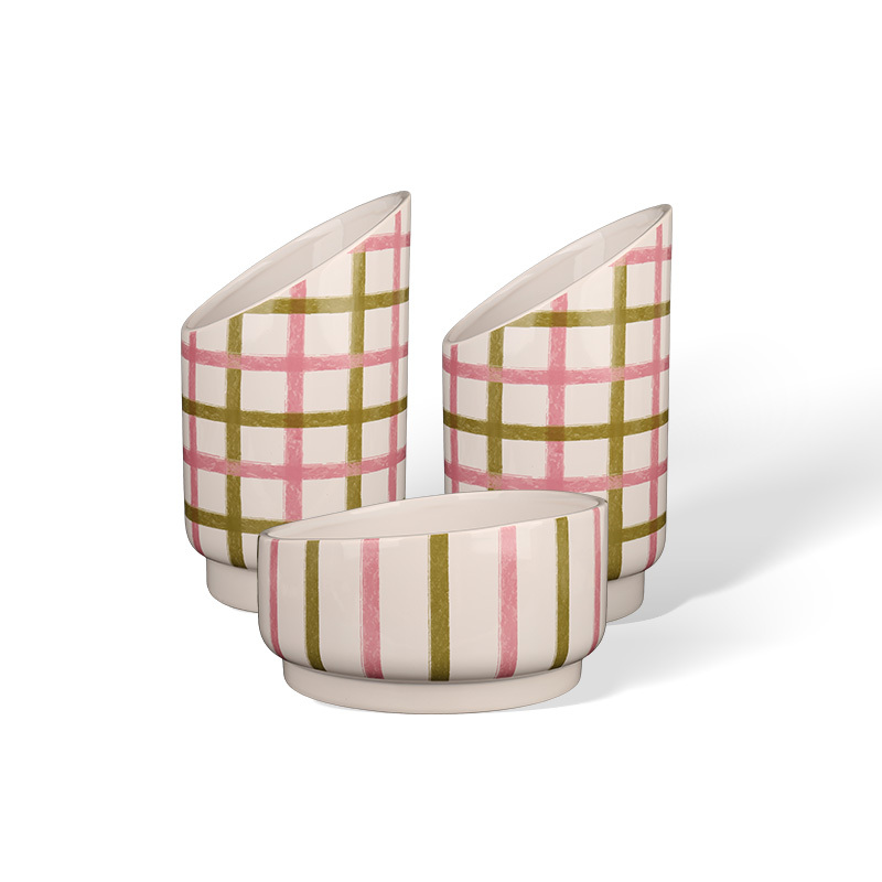 Wholesale green and pink striped ceramic vase