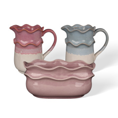 Factory Wholesale Foggy Wave Petal Ceramic Vase