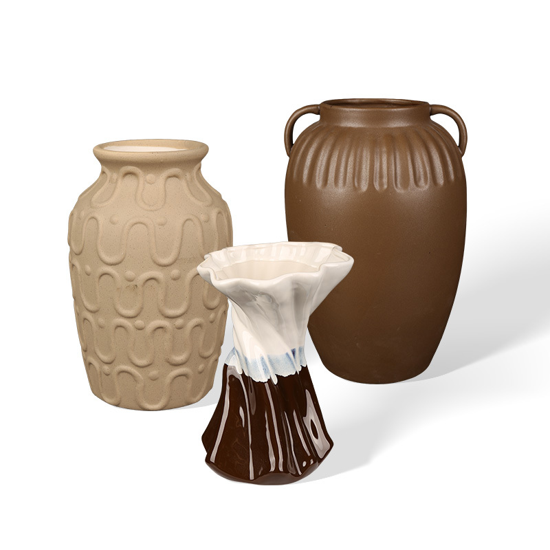 Factory Wholesale retro textured ceramic vases