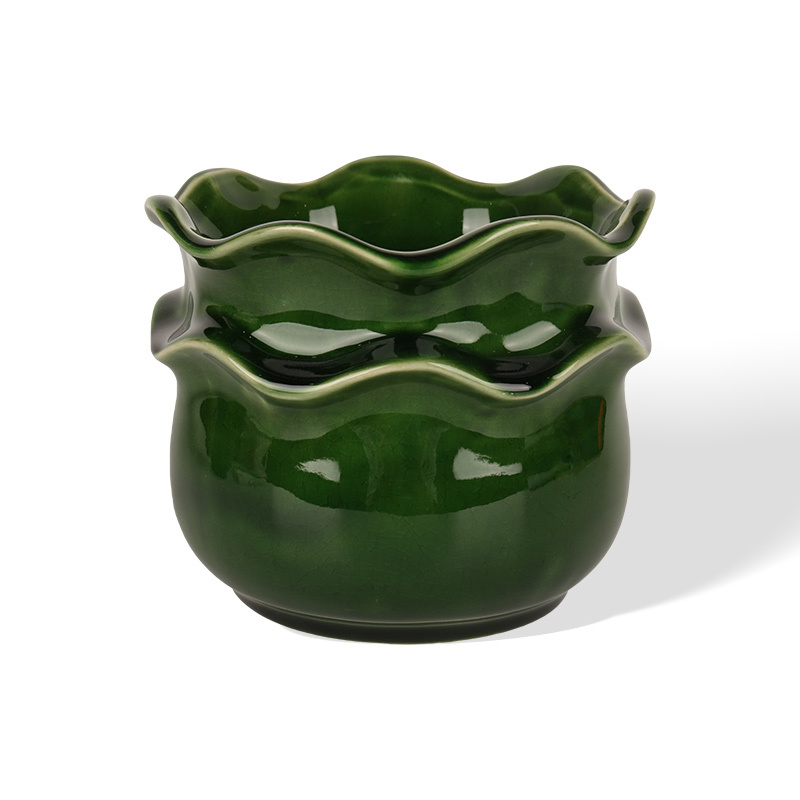 Factory Wholesale Foggy Wave Petal Ceramic Vase