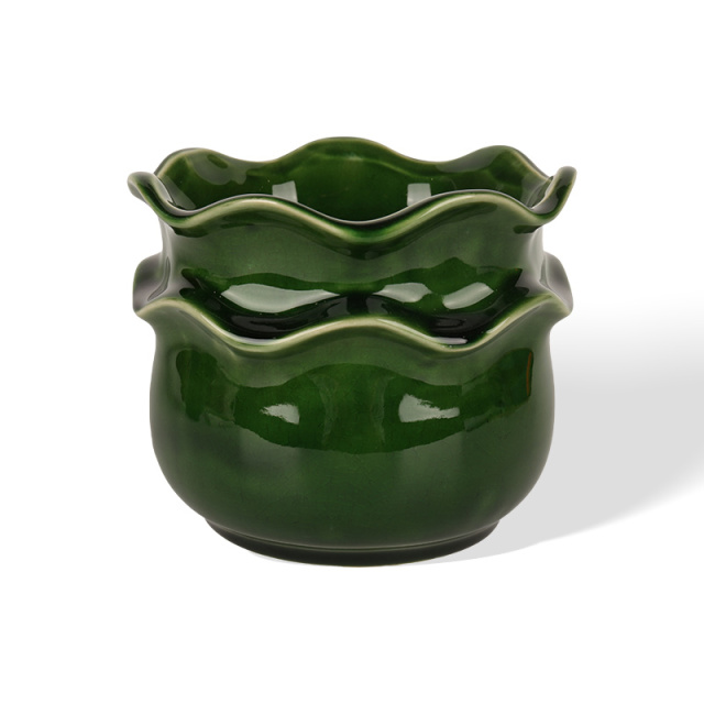 Factory Wholesale Foggy Wave Petal Ceramic Vase