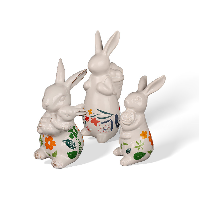 Wholesale Easter ceramic rabbit figurines
