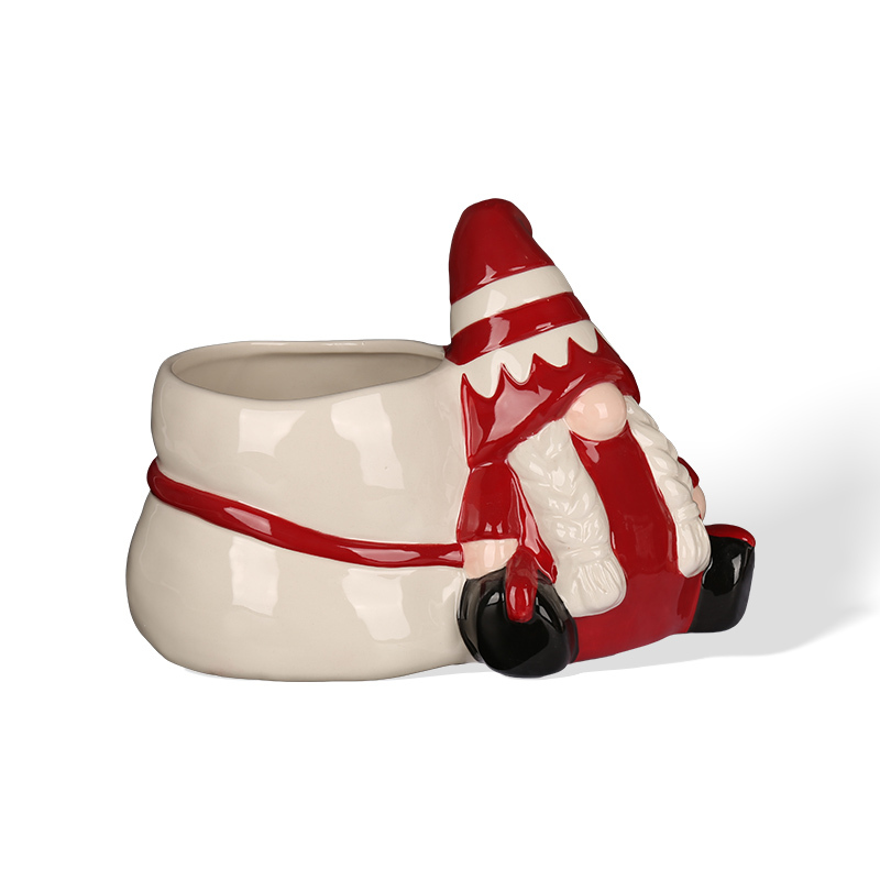 Wholesale Christmas gift bag shaped ceramic flower pot