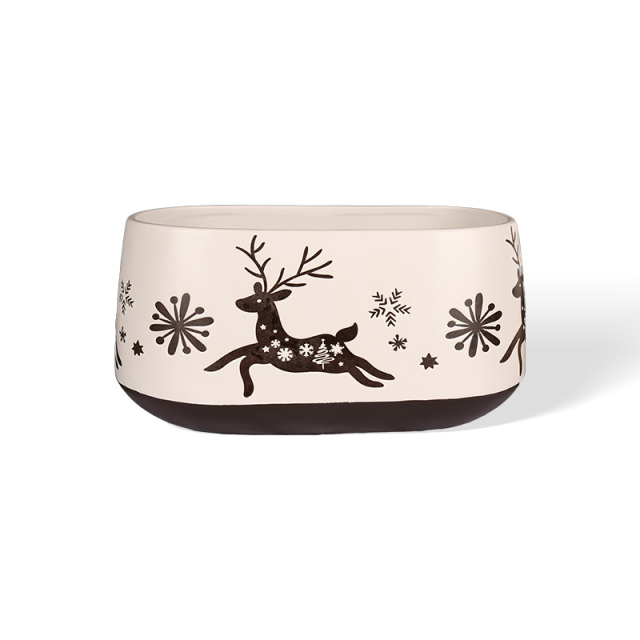 Wholesale Retro Christmas Ceramic Flower Pots with 3D Elements