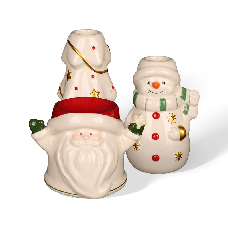 Wholesale ceramic candlesticks with hollow design for Christmas