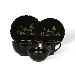 Wholesale Black and Gold Christmas Ceramic Tableware