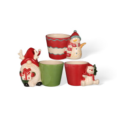 Wholesale Christmas ceramic candlestick with side ornaments