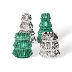 Wholesale gilded Christmas tree shaped ceramic candlestick
