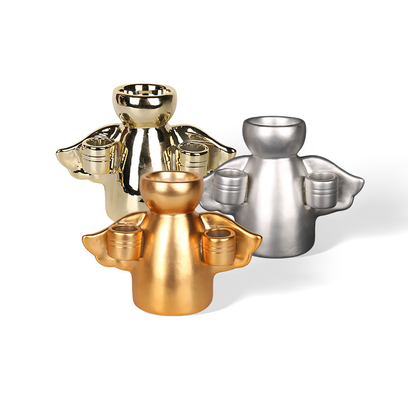 Wholesale Christmas-themed gilded ceramic candlesticks