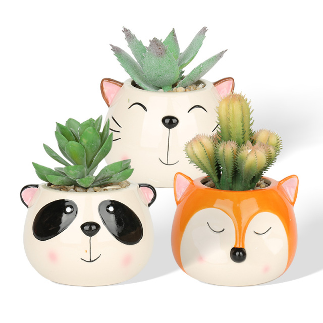Wholesale Cartoon Pet Series Ceramic Artificial Flower Succulent Pots