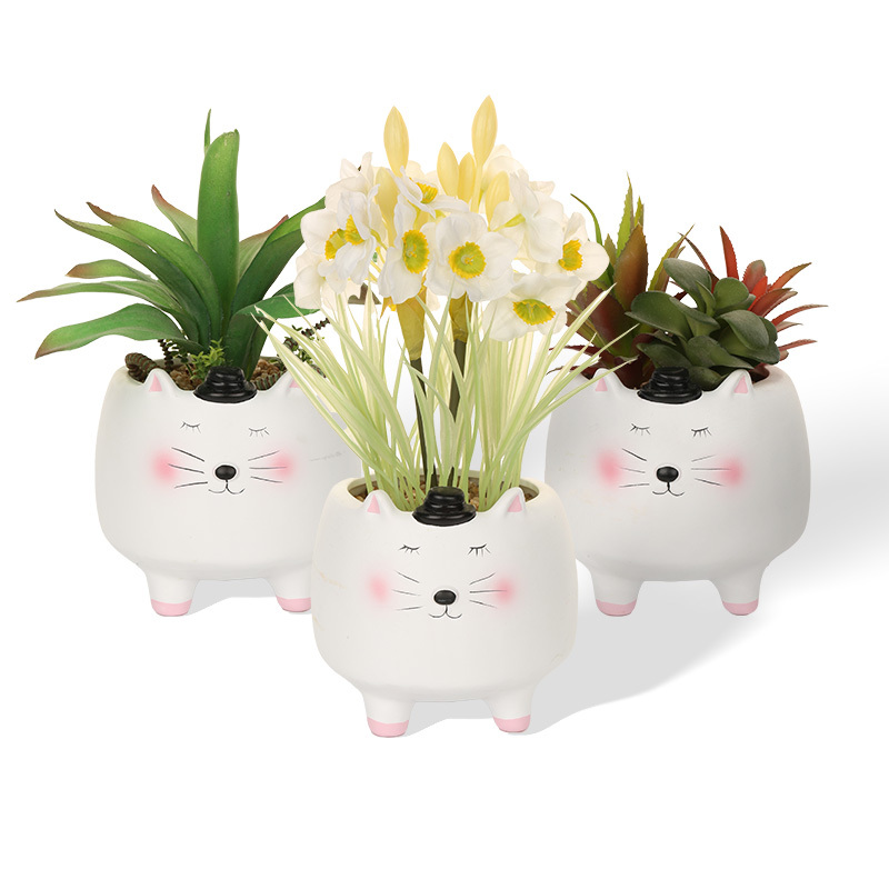 Wholesale Cartoon Pet Series Ceramic Artificial Flower Succulent Pots