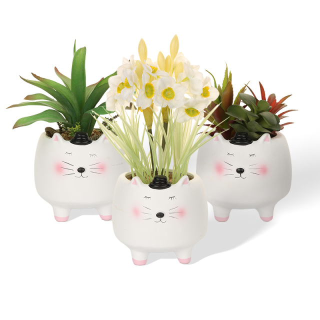 Wholesale Cartoon Pet Series Ceramic Artificial Flower Succulent Pots