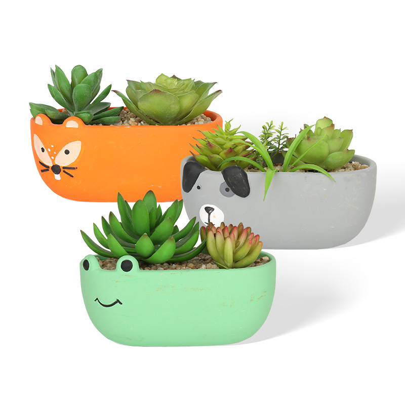 Wholesale Cartoon Pet Series Ceramic Artificial Flower Succulent Pots