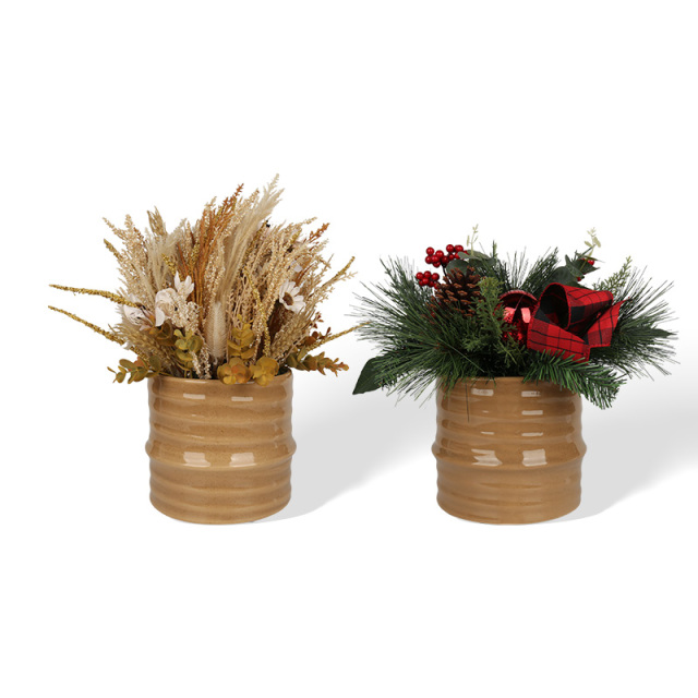 Wholesale Autumn and Winter Ceramic Flower Pots and Artificial Flower Arrangement