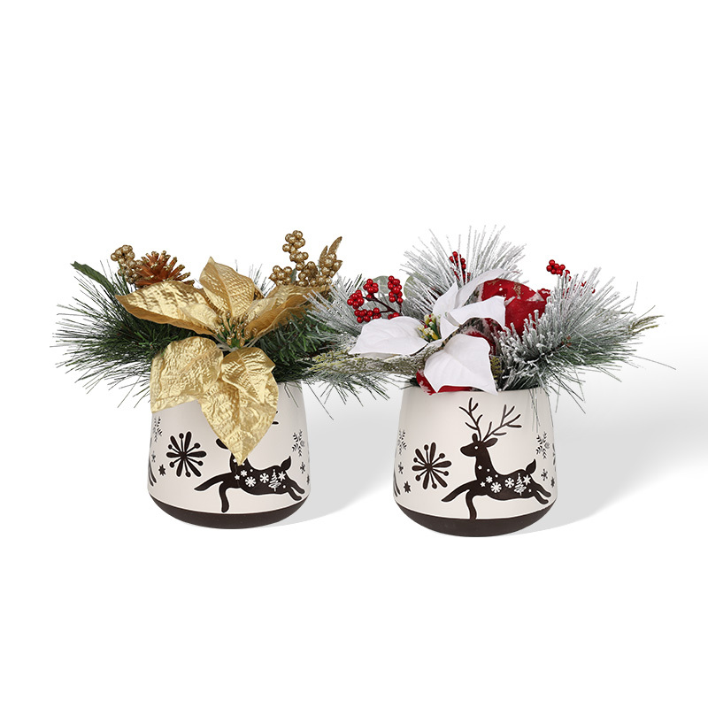 Wholesale Autumn and Winter Ceramic Flower Pots and Artificial Flower Arrangement