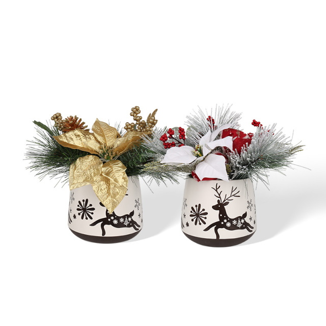 Wholesale Autumn and Winter Ceramic Flower Pots and Artificial Flower Arrangement