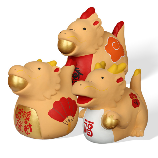 Wholesale fun and auspicious dragon ceramic figurines