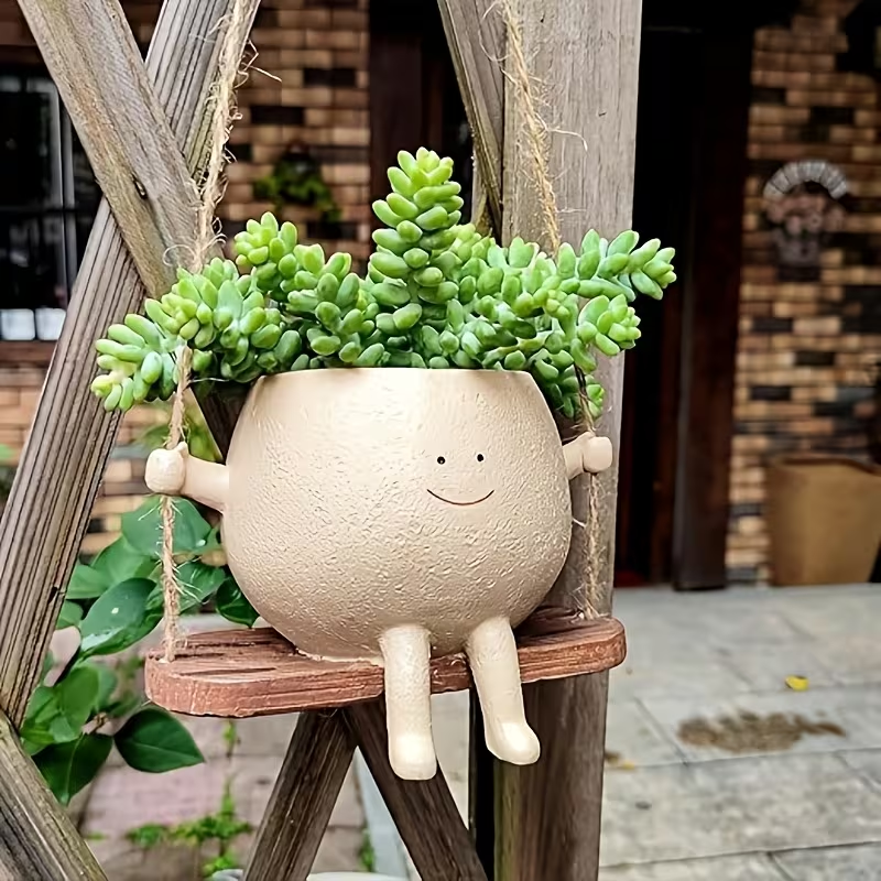 Wholesale of ceramic flower pots with swing-shaped figurines
