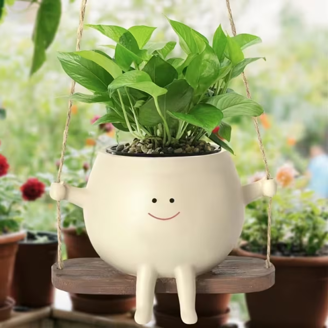 Wholesale of ceramic flower pots with swing-shaped figurines