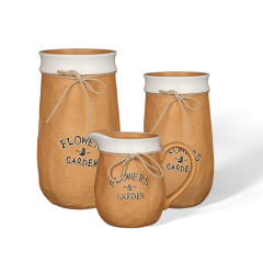 Wholesale Ceramic flower pot with bow tie and cord stamp