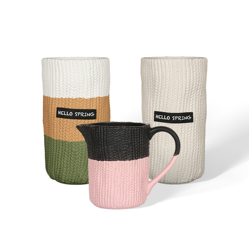 Wholesale Knitted Texture "Spring Vitality" Ceramic Flower Pot