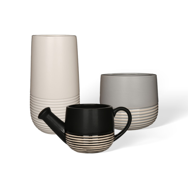 Wholesale Nordic striped ceramic flower pots
