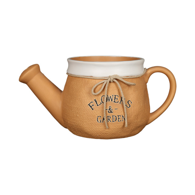 Wholesale Ceramic flower pot with bow tie and cord stamp
