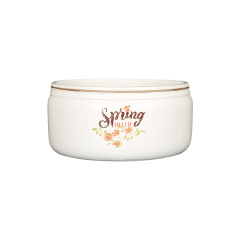 Wholesale Hello Spring! A ceramic flower pot with a floral print design.