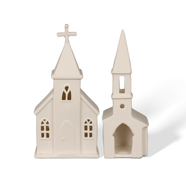 Wholesale White Town Series Ceramic Decorations