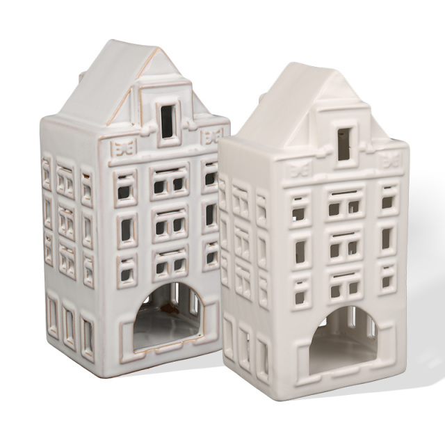 Wholesale retro church series ceramic hollow wind lamp ornaments