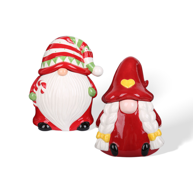 Wholesale Christmas Elf-themed ceramic storage jar ornaments